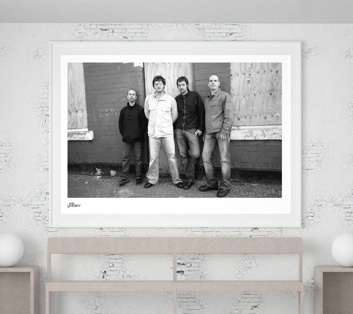 Puressence - the band pose in front of houses during video shoot - Limited Edition Prints